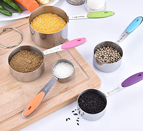 Juego de 10 piezas cucharas medidoras tazas medidoras para la asignación precisa de ingredientes secos y líquidos, Juego de cucharas tazas medidoras de acero inoxidable (Plata)