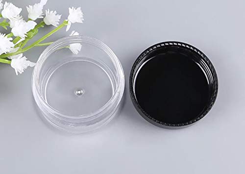 Juego de 12 tarros de plástico negro con base transparente, 15 g, 15 ml, para botellas de polvo de uñas, sombra de ojos, contenedor de polvo