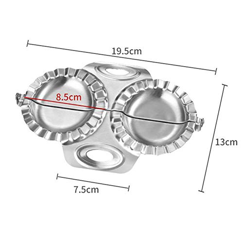 Juego de 2 Accesorios para Empanadillas de Acero Inoxidable Prensa de la Pasta Moldes de Ravioli - Utensilio de Cocina para Hacer Pirogi, Gyoza, Repostería Manual de Pasteles Uso #5