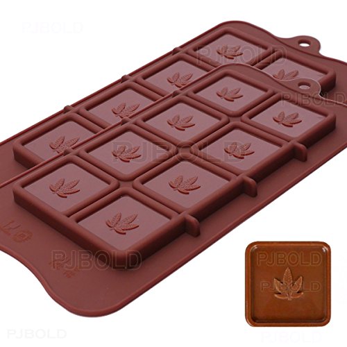 Juego de 2 bandejas de silicona para chocolate con un diseño de hoja de marihuana