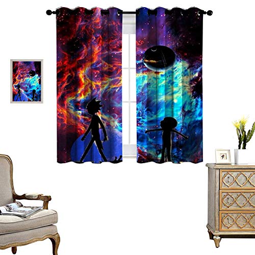 Juego de 2 cortinas opacas para sala de estar y hogar, diseño de dragón, color negro, 55 x 39 cm