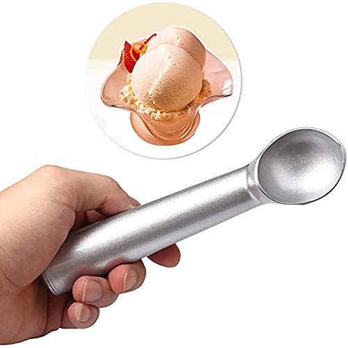 Juego de 2 cucharadas de helado de acero inoxidable clásico antiadherente para puré de patatas, mango anticongelante, pala ergonómica para helado para helado duro, uso profesional y doméstico