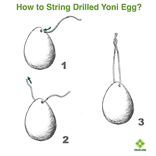 Juego de 2 unidades de huevos de jade de nefrita para tonificar los músculos del amor Yoni, perforados, con una caja, hilo dental sin cera e instrucciones, para usuarios principiantes e intermedios, en dos tamaños: grande y mediano, Polar Jade