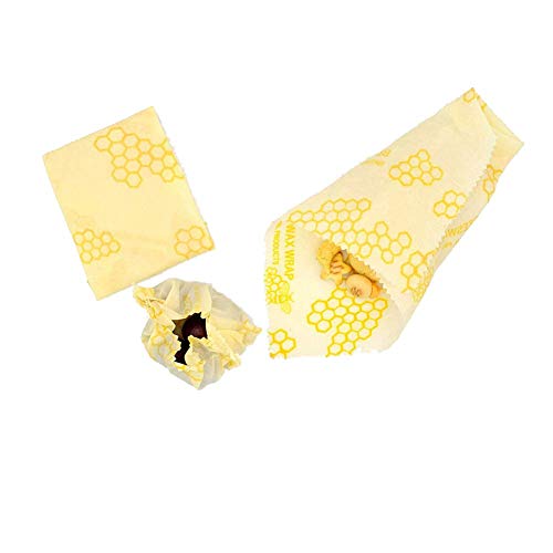 Juego de 3 envoltorios de cera de abejas, papel encerado de primera calidad, envoltorios de cera de abejas para comestibles, orgánicos, reutilizables, sin plástico para pan, queso, frutas y verduras