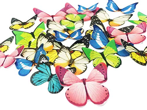 Juego de 30 adornos comestibles para magdalenas, diseño de mariposas