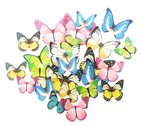 Juego de 30 adornos comestibles para magdalenas, diseño de mariposas