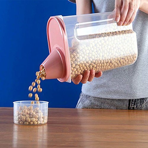 Juego de 4 recipientes de plástico para almacenamiento de alimentos en la cocina, cereales, tamaño grande de 2,5 litros, transparentes