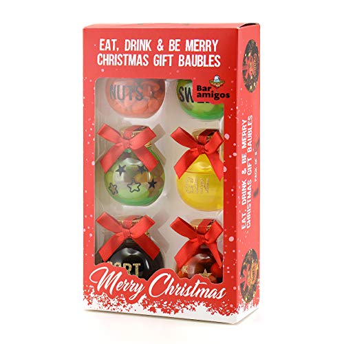 Juego de 6 bolas de Navidad 50ml incluye pegatinas de letras para personalizar rellenar tu propio juego de regalo para decorar con tuercas de dulces botas de gasa whisky Rum decoraciones rellenables