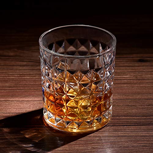 Juego de 6 Vasos de Whisky-sin Plomo Vasos de Cristal Whiskey Set Transparente Drinking Cup300ml con Posavasos y Caja