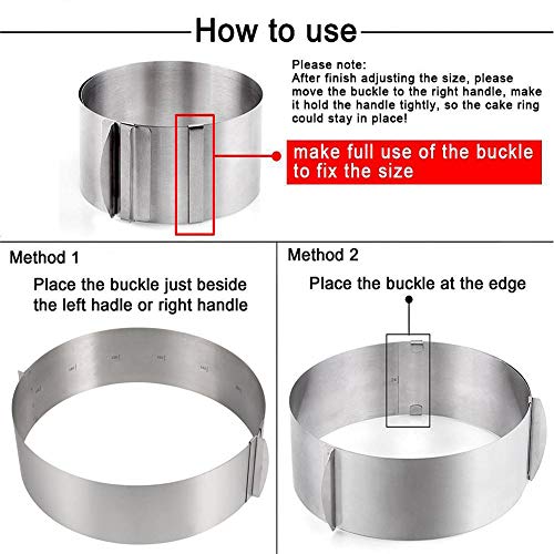 Juego de anillos de mousse ajustable, molde redondo para pasteles, herramienta de decoración de pastelería retráctil de acero inoxidable resistente, para utensilios de cocina para hornear en casa