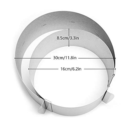 Juego de anillos de mousse ajustable, molde redondo para pasteles, herramienta de decoración de pastelería retráctil de acero inoxidable resistente, para utensilios de cocina para hornear en casa