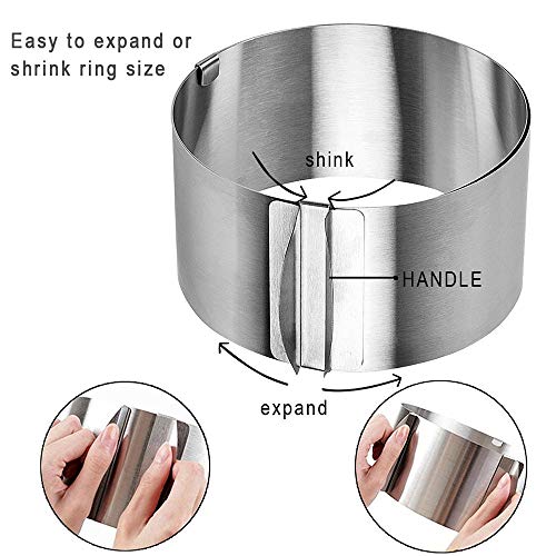 Juego de anillos de mousse ajustable, molde redondo para pasteles, herramienta de decoración de pastelería retráctil de acero inoxidable resistente, para utensilios de cocina para hornear en casa