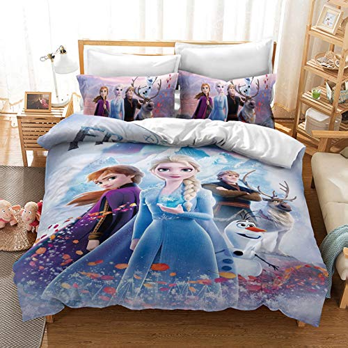 Juego de cama de microfibra con diseño de Frozen de Disney para niñas, diseño de anime de Elsa Anna Olaf, para adolescentes y adultos cama doble (I,200 x 200)