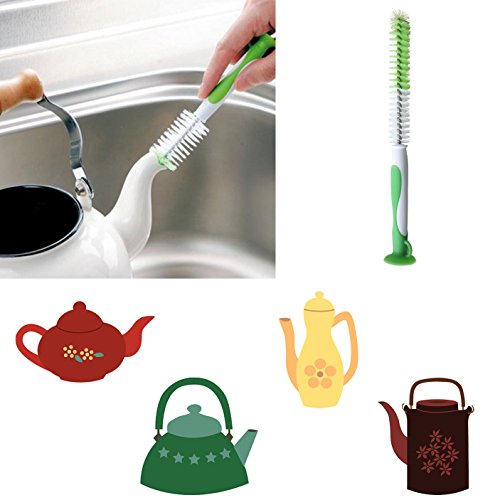 Juego de cepillos de limpieza para botellas de silicona, para lavado de vasos, botellas de bebé, tazas, cerveza de vino, cuello estrecho, botella de agua deportiva, mango largo antibacteriano