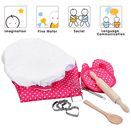 Juego de Chef Para Niños Niños Juego de Imaginación Para Cocinar Con Juegos de Rol de Niños Pequeños Juego de Roles Con delantal Para Niñas, Gorro de Cocinero y Otros Accesorios Regalo Para El Día