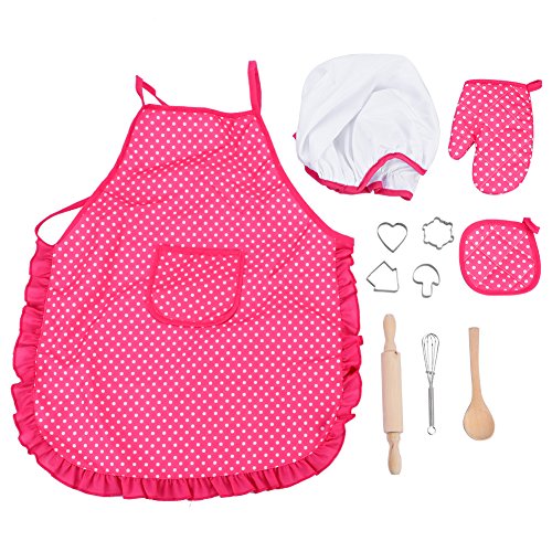 Juego de Chef Para Niños Niños Juego de Imaginación Para Cocinar Con Juegos de Rol de Niños Pequeños Juego de Roles Con delantal Para Niñas, Gorro de Cocinero y Otros Accesorios Regalo Para El Día