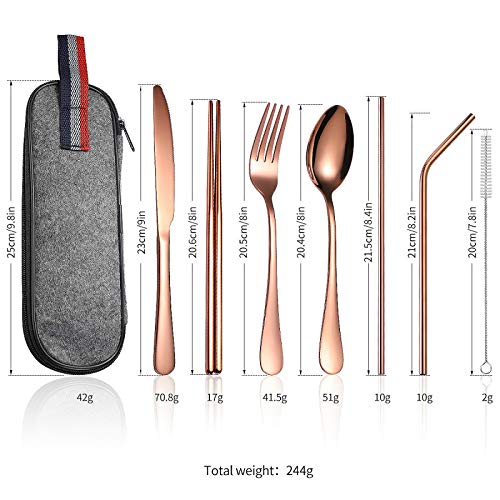 Juego de cubiertos, juego de cubiertos portátil de acero inoxidable de 7 piezas, para uso multifuncional en la cocina del hogar y viajes