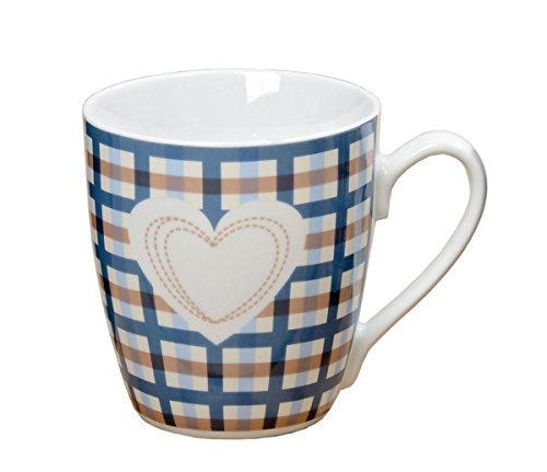  – Juego de Desayuno Jumbo Taza y Platos de Postre Susan Azul Cuadrícula con corazón