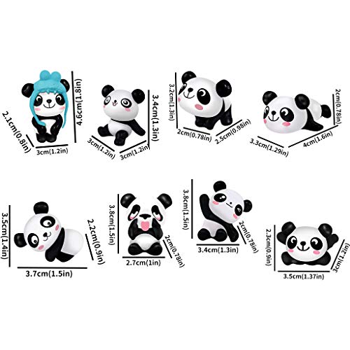 Juego de figuras de Panda Toys - Juego de figuras de acción de panda para fiestas, regalos, decoración de pasteles, 1 juego de 8 unidades