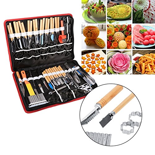 Juego de herramientas de tallado culinario, 80PCS / Set Juego de herramientas de pelado de tallado culinario portátil Guarnición de corte Juego de herramientas de tallado en rodajas para alimentos de