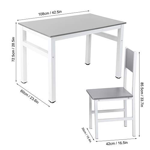 Juego de mesa de comedor de madera con 4 sillas, juego de mesa simple y moderno para comedor, sala de estar, cocina, juego de muebles de comedor de material de acero de madera maciza resistente