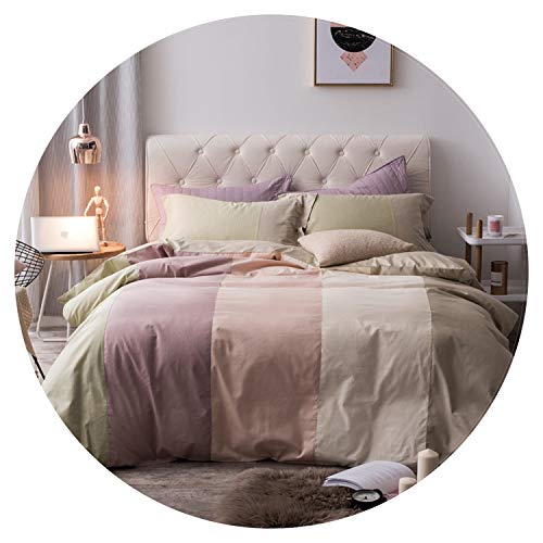 Juego de ropa de cama de 100 % algodón, color café, gris, morado, verde, rosa, tamaño individual, Queen, King Size para niños y adultos, juego de sábanas de cama, color 1, tamaño king 4 piezas