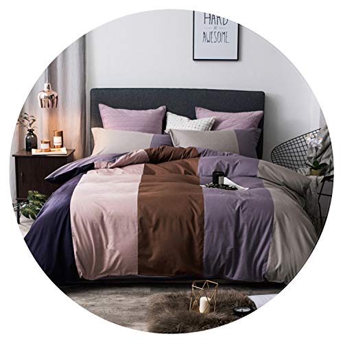 Juego de ropa de cama de 100 % algodón, color café, gris, morado, verde, rosa, tamaño individual, Queen, King Size para niños y adultos, juego de sábanas de cama, color 1, tamaño king 4 piezas