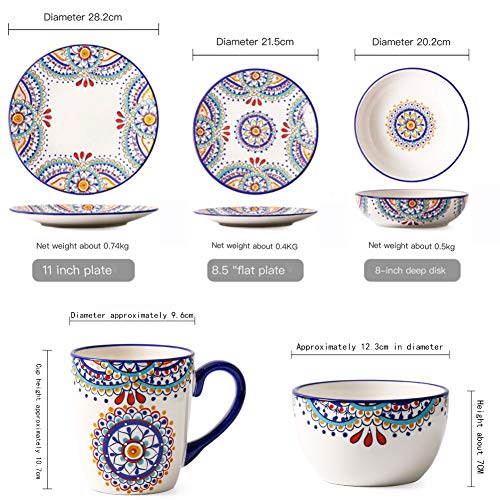 Juego De Tazas Y Platos De Vajilla Y Platillos De Flores De Sol Mediterráneas De Porcelana (6 Piezas)