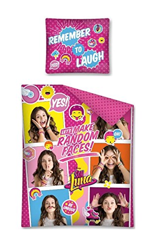 Juegos de Cama Soy Luna - Disney Juego de Sábanas Infantiles de 90 para Cama Individual Funda Nórdica y de Almohada en Tonos Rosa para Niña, Accesorios para Habitación de Niños y Adolescentes,