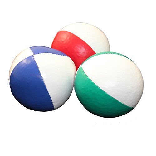 Juggle Dream - Pack de 3 x Bolas de Malabares Profesionales, Color Rojo/Blanco, Azul/Blanco, Verde/Blanco (AMPAC-012/WT)