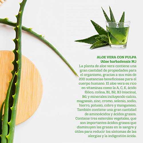 Jugo Aloe Vera Puro | Producto Concentrado a base de Jugo de Aloe Vera Con Pulpa - Suplemento Para Regular el Transito Intestinal -Litro