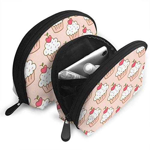 JUKIL Cherry Cupcakes Set de 2 Bolsas de Maquillaje Set para Viajes y Almacenamiento Diario Shell Shell Handy Cosmetic Pouch Case