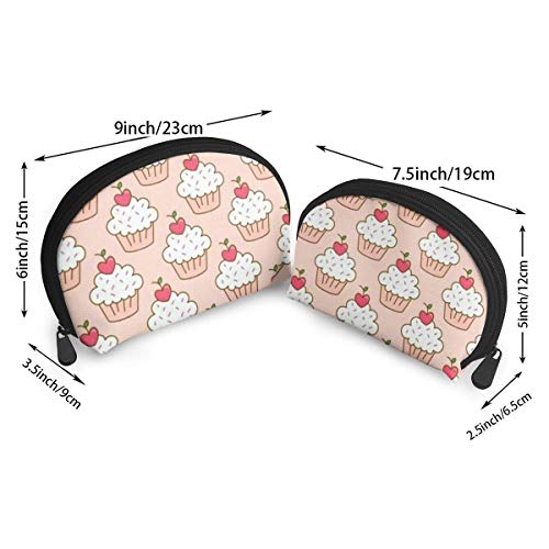 JUKIL Cherry Cupcakes Set de 2 Bolsas de Maquillaje Set para Viajes y Almacenamiento Diario Shell Shell Handy Cosmetic Pouch Case