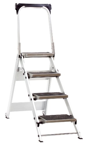 Jumbo Super Proff 41LG410B - Escalera plegable (aluminio, 4 peldaños, con asidero de seguridad)