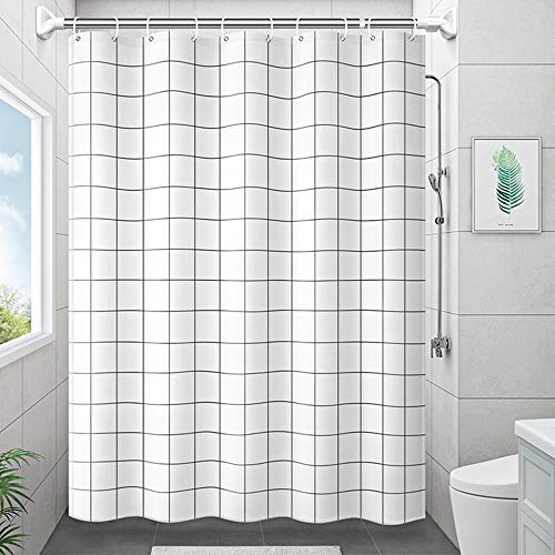 JUN-H Cortina De Ducha De Rejilla Blanca Antimoho Impermeable Cortina Opaca Eva También Viene Con 12 Anillos De Cortina De Ducha De Metal Para Cortinas De Baño 180 X 180 cm