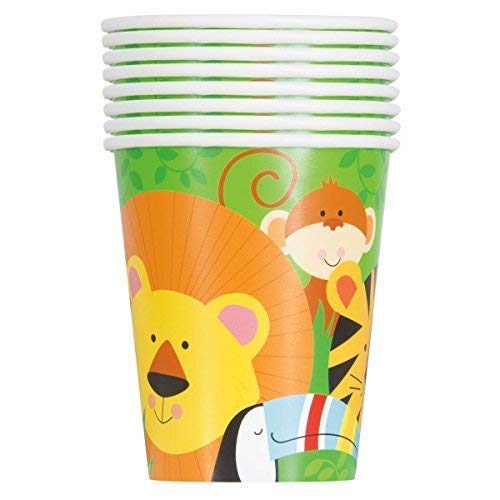 Jungle Animal Party Supplies Platos de Fiesta de cumpleaños para niños Tazas Servilletas Manteles Globos Gratis y lápices de Colores Surtidos Sirve 16 Invitados