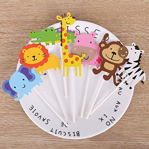 Jungle Safari Animal Cupcake Toppers Picks – 38pcs Zoo Animales Cake Decoraciones Comida Picks Animal Temática Fiesta Suministros Niños Cumpleaños, Baby Shower, Animal Theme Party Decoraciones