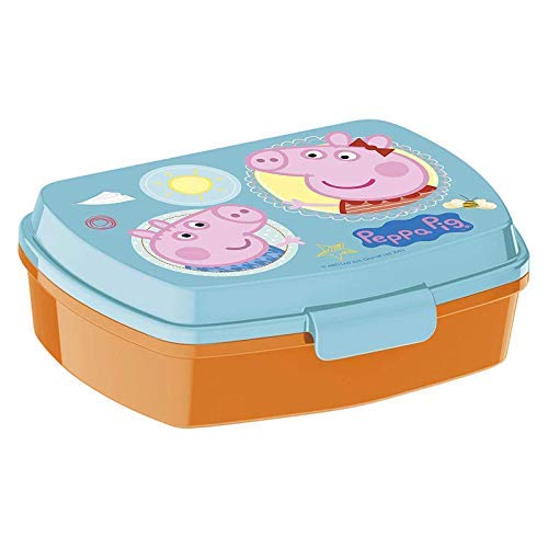 JuniorToys Peppa Pig Caja Almuerzo, Recipiente con Tapa con Peppa Wutz - Ideal para la Rotura en Jardín de la Infancia y Preescolar - Fiambrera con Práctica Clipverschluß