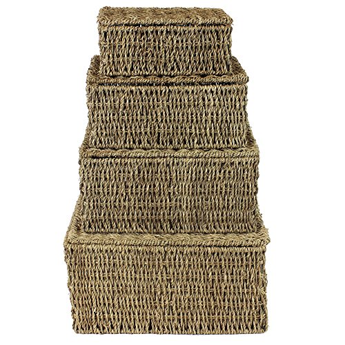 JVL Seagrass Oblong Hampers, Set of 4