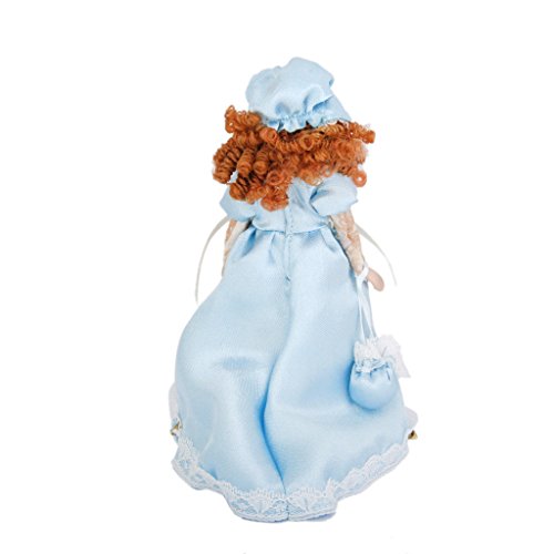 JVSISM Munecas Lindas de Porcelana Miniatura de casa de munecas Soporte del Sombrero Senora Victoriana en Vestido Munecas Clasicas Juego de aparentar