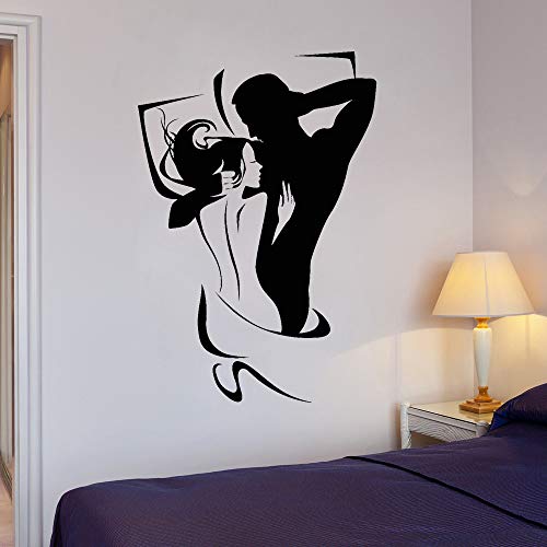 JXGG Habitación de la Pareja Decoración de Pared Calcomanía Mujer Desnuda Hombre Silueta Vinilo extraíble Pegatinas de Pared Adorno para el hogar Dormitorio 57X84CM