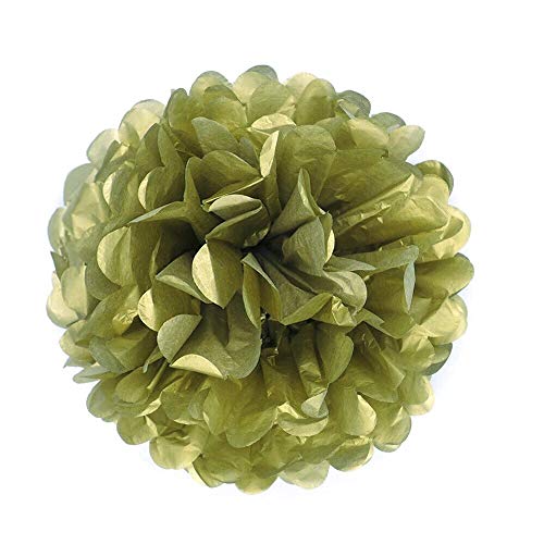 JZK 10 x flores papel pompones 25 cm para boda fiesta halloween navidad cumpleaños flores pom pom pon pon pom pon pompones pompom ponpon dormitorio decorativo fiesta jardín decorativos (oro)