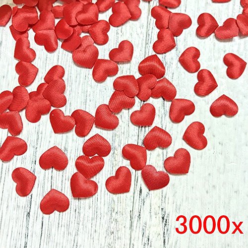 JZK 3000 pcs 13mm Confeti corazón Rojo Tela 3D decoración de Mesa Fiesta para Bodas Compromiso cumpleaños San valentín Bautizo Despedida de Soltera