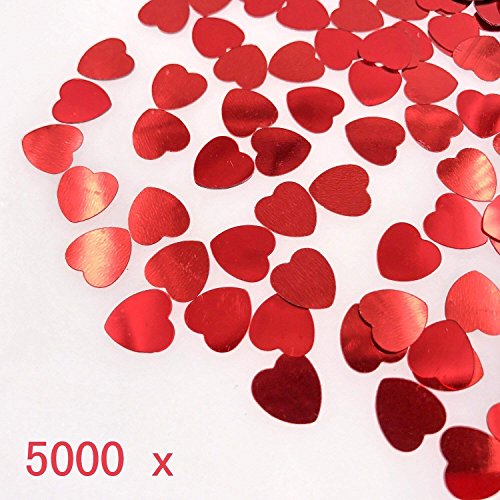 JZK 5000 pcs 1cm espumoso plástico Confeti corazón Rojo Decoracion Fiestas de Mesa para Bodas Compromiso cumpleaños San Valentín Bautizo