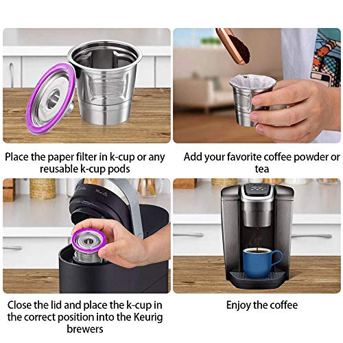 K Cups, cápsulas de café reutilizables de acero inoxidable K Cup reutilizables con cepillo de café y cuchara, compatibles con cafeteras Keurig 1.0 y 2.0 Set