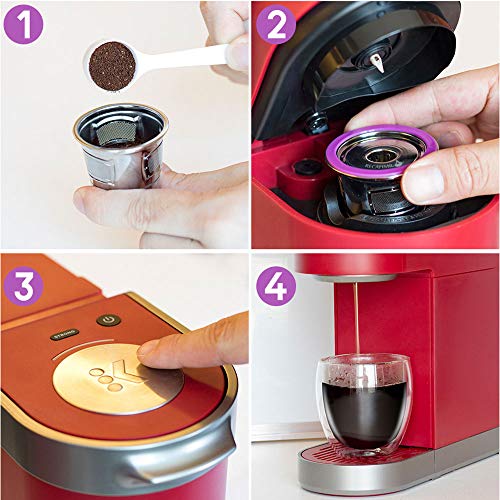 K Cups, cápsulas de café reutilizables de acero inoxidable K Cup reutilizables con cepillo de café y cuchara, compatibles con cafeteras Keurig 1.0 y 2.0 Set