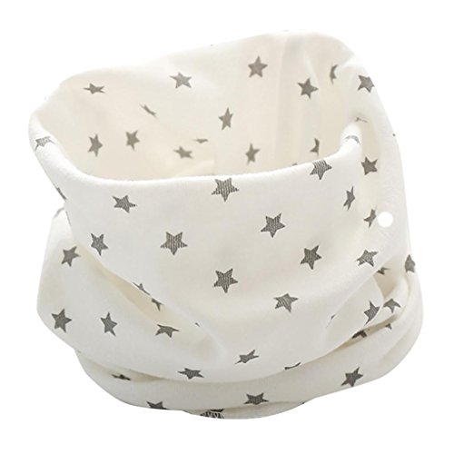 K-youth® Otoño Invierno Estrellas Patrón Algodón Pañuelos Niños Niñas O Cuello Bufanda Bebé (Blanco)