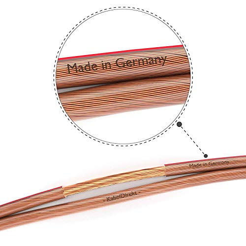 KabelDirekt 671 - Cable de Altavoces, 2x2.5 mm² (Cable de altavoz HiFi, de cobre libre oxigeno OFC, con indicación de polaridad), 30 m, PRO Series, Rojo Cobre