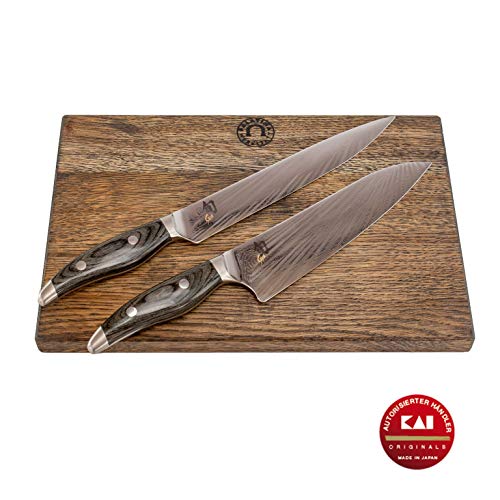 Kai Shun Nagare – Juego profesional | 2 cuchillos de acero de Damasco japonés | NDC-0704 (cuchillo jamon/cuchillo de carne) + NDC-0706 (cuchillo de cocina) + tabla de cortar hecha a mano VK: 769 €