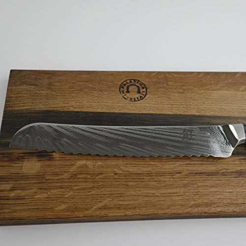 Kai Shun Nagare Set NDC-0705 - Cuchillo de pan (hoja de 23 cm, tabla de cortar de madera de roble de 30 x 18 cm)